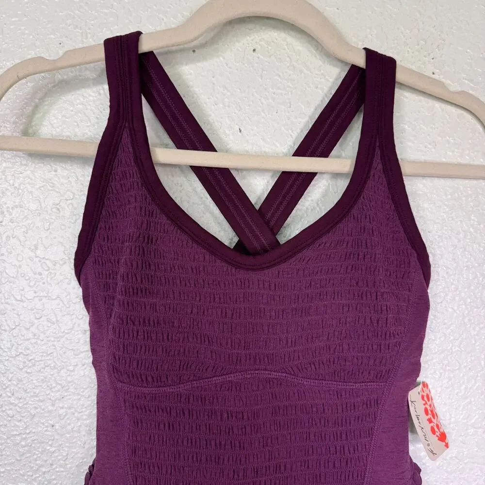 Free People Smockin Hot Dress Women XS Romper Tennis Pickleball Black Cherry NEW - Picture 5 of 11
